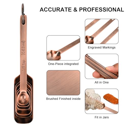Set de 18 tazas y cucharas medidoras cobre y acero inoxidable miniatura 7