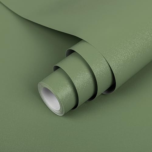 Hode Muebles Papel Adhesivo Verde 40X300cm Película Autoadhesiva para Muebles Gabinete Pared Baño Dormitorio Cocina Impermeable PVC Papel Tapiz Verde Oscuro