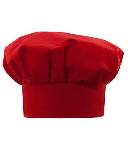 CHEFSKIN Chef Hat Adult Fully Adjustable White Twill Fabric 20 Colors (RED)
