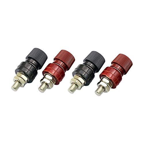 V Telesky Post Battery 4 Pcs Binding Posts Terminals, M6 Battery Terminal Connectors, 1/4” Remote Power Junction Terminal With Copper Core Nickel-Plated (Red & Black) #TOP4