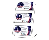 Marketing Holders Business Card Holder 3 Pockets for 3.5' x 2' Contact and Gift Cards Clear Acrylic Stand for Desks and Counters