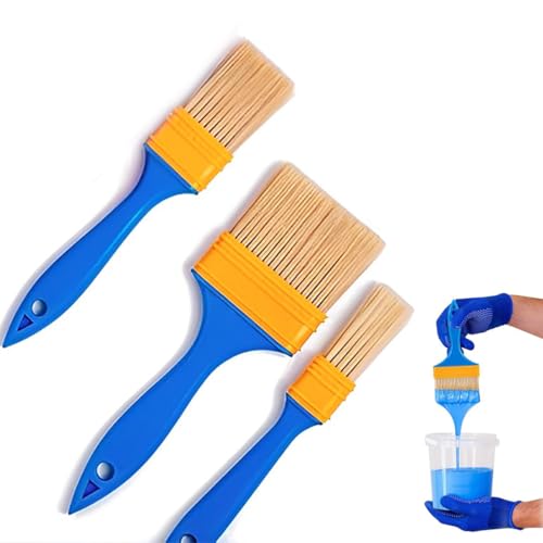 MEXRUMI 3 Pièces Set De Pinceaux Plats Ensemble De Pinceaux À Peindre Pinceau À Peindre Pinceau Lasure Peinceaux Pour Peinture Pinceau Large Pour Laques Huiles Et Peintures (25Mm 37Mm 45Mm)