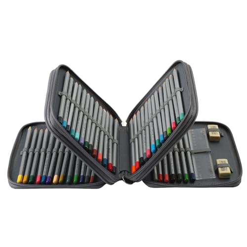 Image of Portable Colored 72 Slots Pencil case Organizer with Printing Pattern for Watercolor Pens, Pencil Case Organizer for Artist