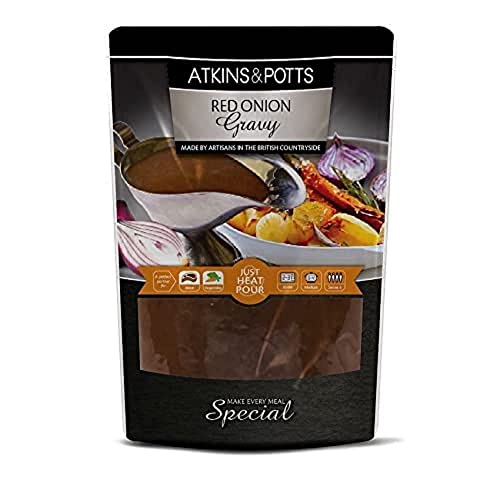 Atkins & Potts Red Onion Gravy - Make Every Meal Special - Suitable for Vegetarians & Vegans - 350g Pouch