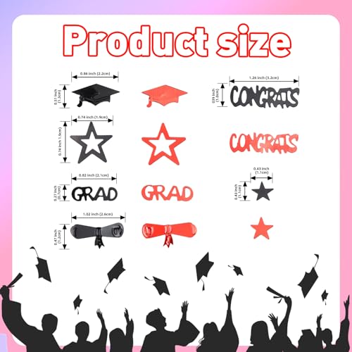Image of Red and Black Graduation Confetti 2026, 1000 Pcs Congrats Grad Confetti Class of 2026 Party Table Centerpiece for 2026 Graduation Party Decorations