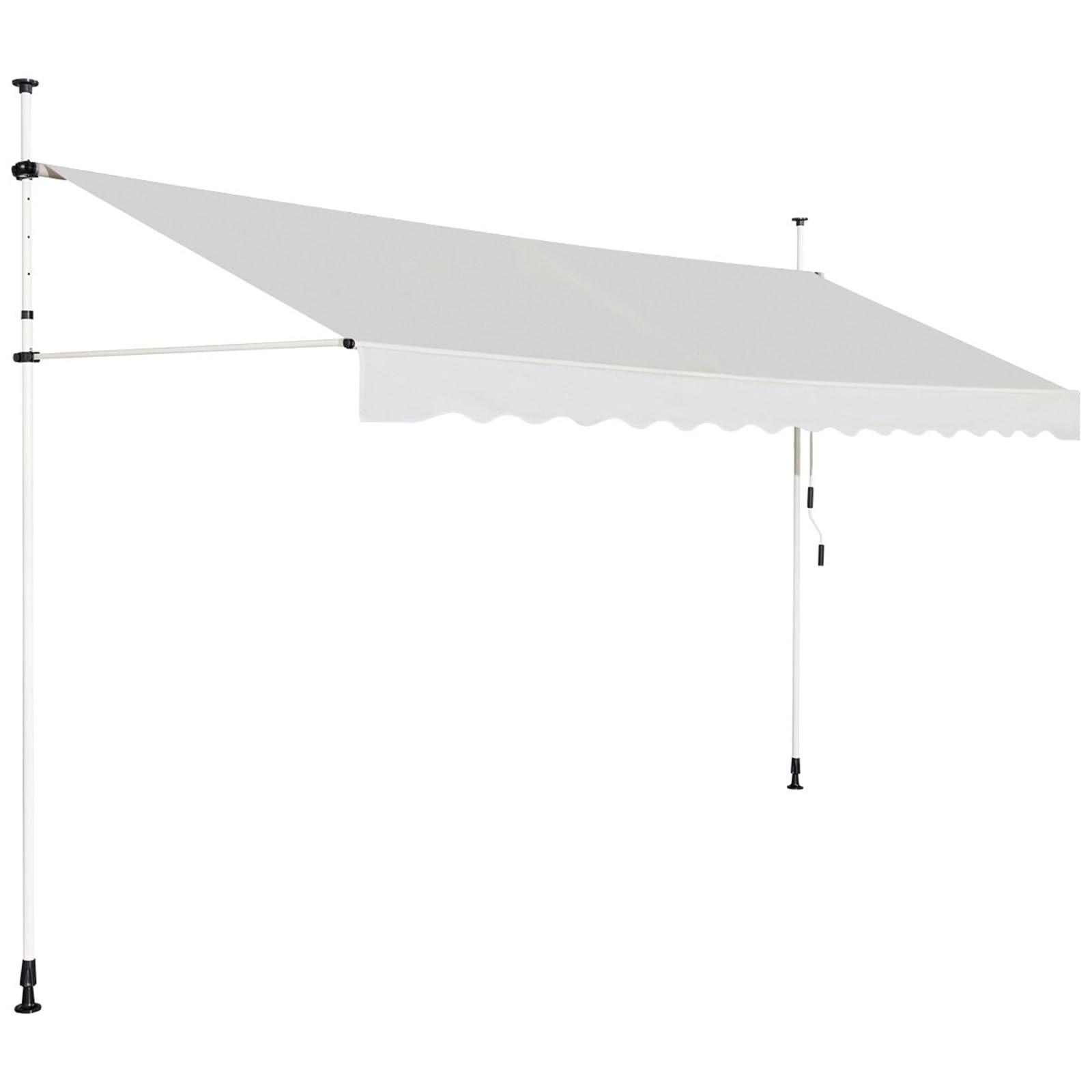COSTWAY Tenda da Sole per Balcone, Regolabile in Altezza, Telaio Telescopico, 400 cm, Beige