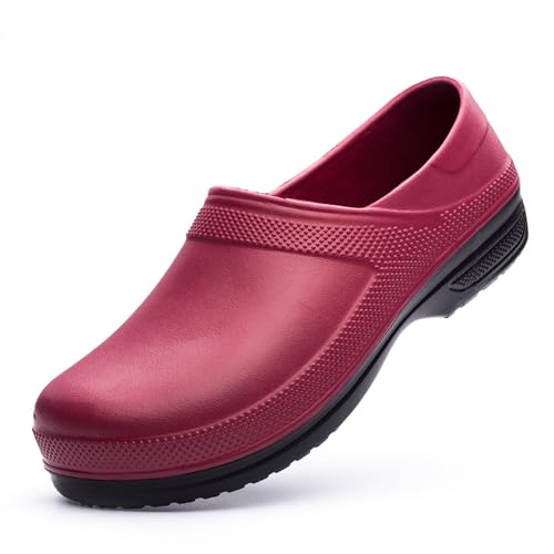Botas de goma cortas para mujer, color liso, EVA, botas de lluvia de trabajo, zapatos de goma, rojo, 42 EU