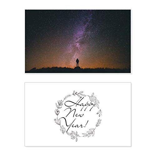 Tarjeta de Año Nuevo Milky Way Silhouette para regalar deseos brillantes bajo las estrellas