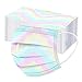50PC Visage_Masque Tissu Adulte Jetable Mignonne Motif Imprimé Arc en Ciel Non-tissé 3 Plis Protection Faciale Jetable Impression Bandeaux pour Femmes Homme