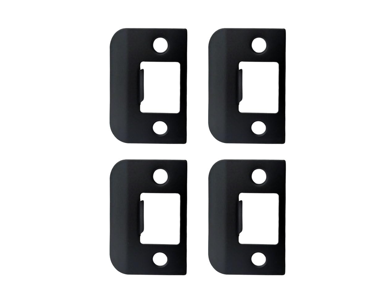 QCAA Solid Brass Extended Lip Strike, 1-1/2"X2-1/4", Matte Black, 4 Pack, Made in Taiwan