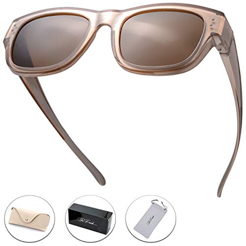 Image of The Fresh High Definition Polarized Wrap Around Shield Sunglasses for Glasses - Leather Eyeglasses Case