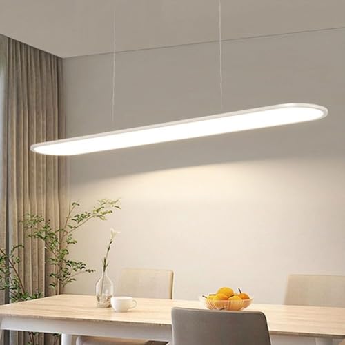JNPGVTCD Lámpara Colgante LED acrílica de 31,5/39,37 Pulgadas para Comedor, Sala de Estar Creativa, lámpara Colgante de Hierro Largo, Regulable en 3 Colores, para Dormitorio, Mesa