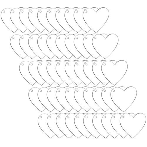 Llaveros para sublimación acrílico transparente corazón DIY manualidades y colgantes, 50 piezas