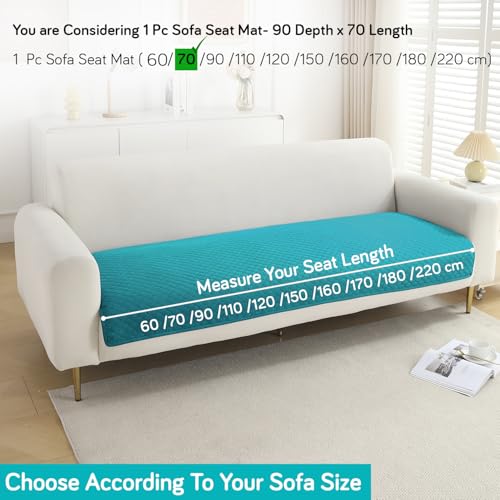 Image of HOKIPO Polyester Quilted Sofa Cover Mats for L Shape and 1 /2 /3 Seater Sofa. Make Your Own Sofa Cover Set, Mat Length 90(D) x 70(L) cm, Teal (NEW-717-TEAL)