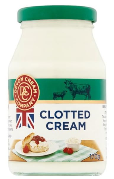 Naschwerk Clotted Cream 170 g Englische Devon Cream im Glas perfekt für Scones Kuchen Pancakes & Desserts