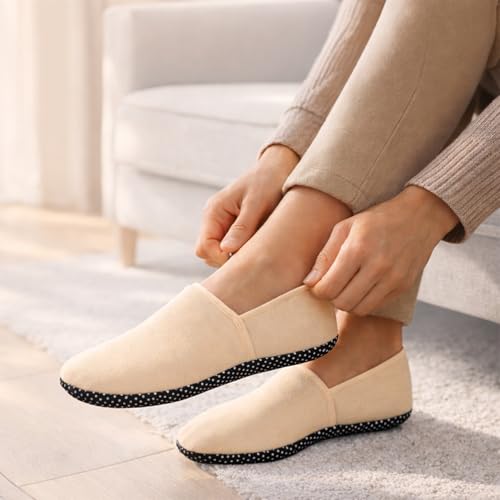 Image of Footmate Ankle Length Slipper Socks For Womens 2 Pair Pack - Cotton Blend Slipper Shoes For Outdoor, Indoor, Home & Office | Anti Skid Socks Slipper Daily Use Booties
