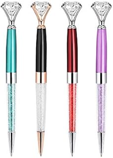 Diamond Pen 4 Pieces Metal Ballpoint Pens Bling Crystal Ball Pens with Black Ink for School Office Stationery (Rose gold, Gold, Silver, White)
