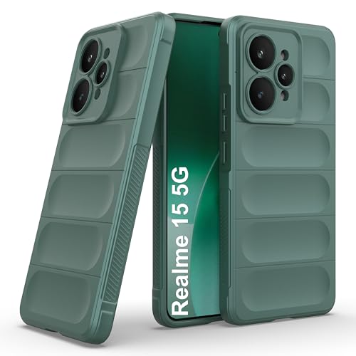 Image of Zapcase Back Case Cover for Realme 15 5G | Compatible for Realme 15 5G Back Cover | Liquid Silicon Magic Case with Camera Protection | Dark Green