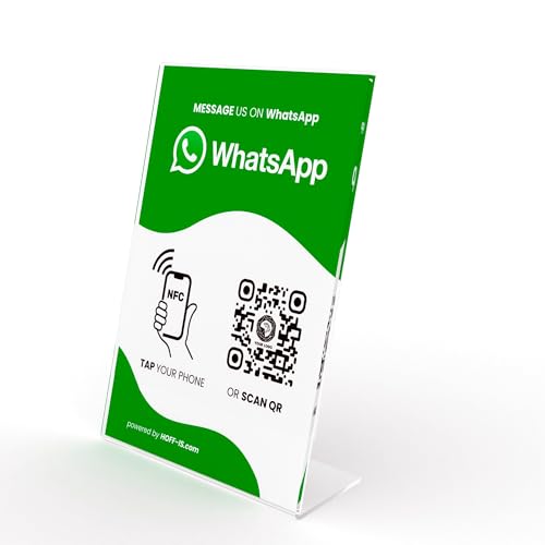 NFC stand for WhatsApp messaging | NFC & QR Code Custom Sign for WhatsApp messaging (1 Stand | 4x6 Inches)