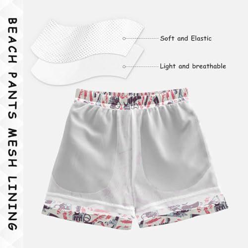 Boys Swim Trunks Quick Dry Retro Gun Beach Board Shorts with Mesh Lining Youth Swimwear 2-12T4