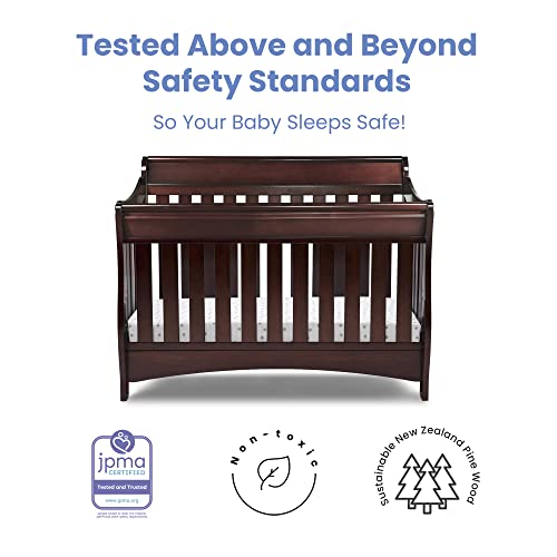 Delta Children Bentley S Series 4-In-1 Crib, Black Cherry Espresso + Serta Perfect Slumber Dual Sided Recycled Fiber Core Crib And Toddler Mattress (Bundle) #TOP6