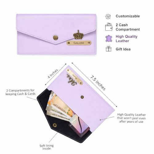 Image of AICA Personalized Name & Charm Leather Womens Wallet (Purple) | Customized Gifts for Women Girls | Gifts for Women | Wallet for Woman | Diwali Gifts | Wallet for Women | Corporate Gifts for Staff