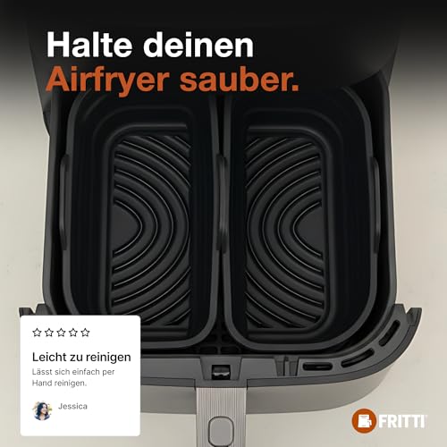 FRITTI® Silikonform Heißluftfritteuse 3 Silikonformen für Airfryer Kammern Air Fryer Zubehör Silikon Backform rechteckig BPA frei. Auflaufform für Ninja Philips Cosori Tefal Silikoneinsätze