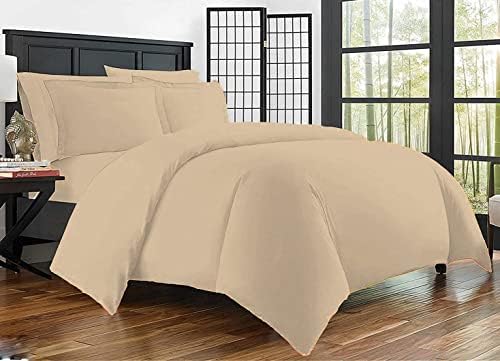 R&Z Plain Dyed Percale Polycotton Duvet Cover & 2 Pillow Cases Bed Set (Red, Double)