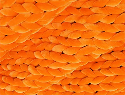 Arm Knit Yarn For Easy Fast Finger Weave Hand Knitting Without Needles, 4.7 Lbs Velvet Orange Soft Washable Bulky Giant Blanket Tube Yarn 93 Yards #TOP3