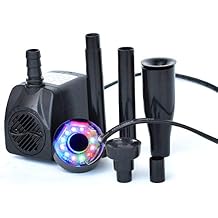 15W 200GPH 750L/HSubmersible Pump Fountain with 12 RGB Color led Light Flow Adjustable, for Aquarium Pond Fountain Fish Tank Water Hydroponic