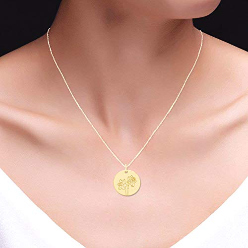 Affy March Birth Month Daffodil Flower Disk Pendant Necklace In Yellow Gold Plated Jewelry For Womens 18" Chain #TOP6