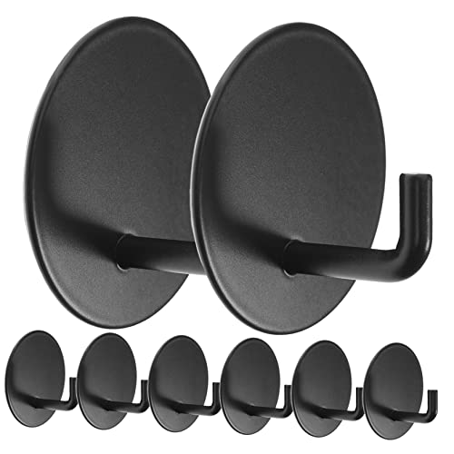 Uonlytech 8 Piezas gancho de acero inoxidable ganchos grandes colgante doble encima toallero para baños gancho adhesivo baño gancho de pared para cocina ganchos adhesivos para llaves Black