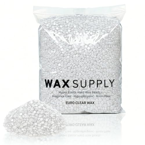 Euro Clear Hard Wax Beads – 1000g / 2.2lb Rosin-Free Stripless Wax, Clean-Removal Formula, Fast-Setting Strong Grip, Low-Residue Gel Wax for Full Body, Brazilian & Precision Waxing