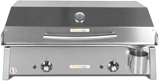 PLANCHAELEC Anthea E650-3000W – Tapa + 2 Utensilios – Inox – Termostato ajustable – 12 personas – Made In France – 65 x 43 x 25 cm