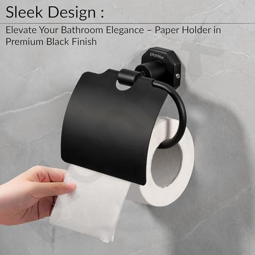 Image of Plantex 304 Grade Stainless Steel Toilet Paper Holder for Bathroom /Toilet Paper Roll Stand /Tissue Holder /Bathroom Accessories - Nipron (Black)