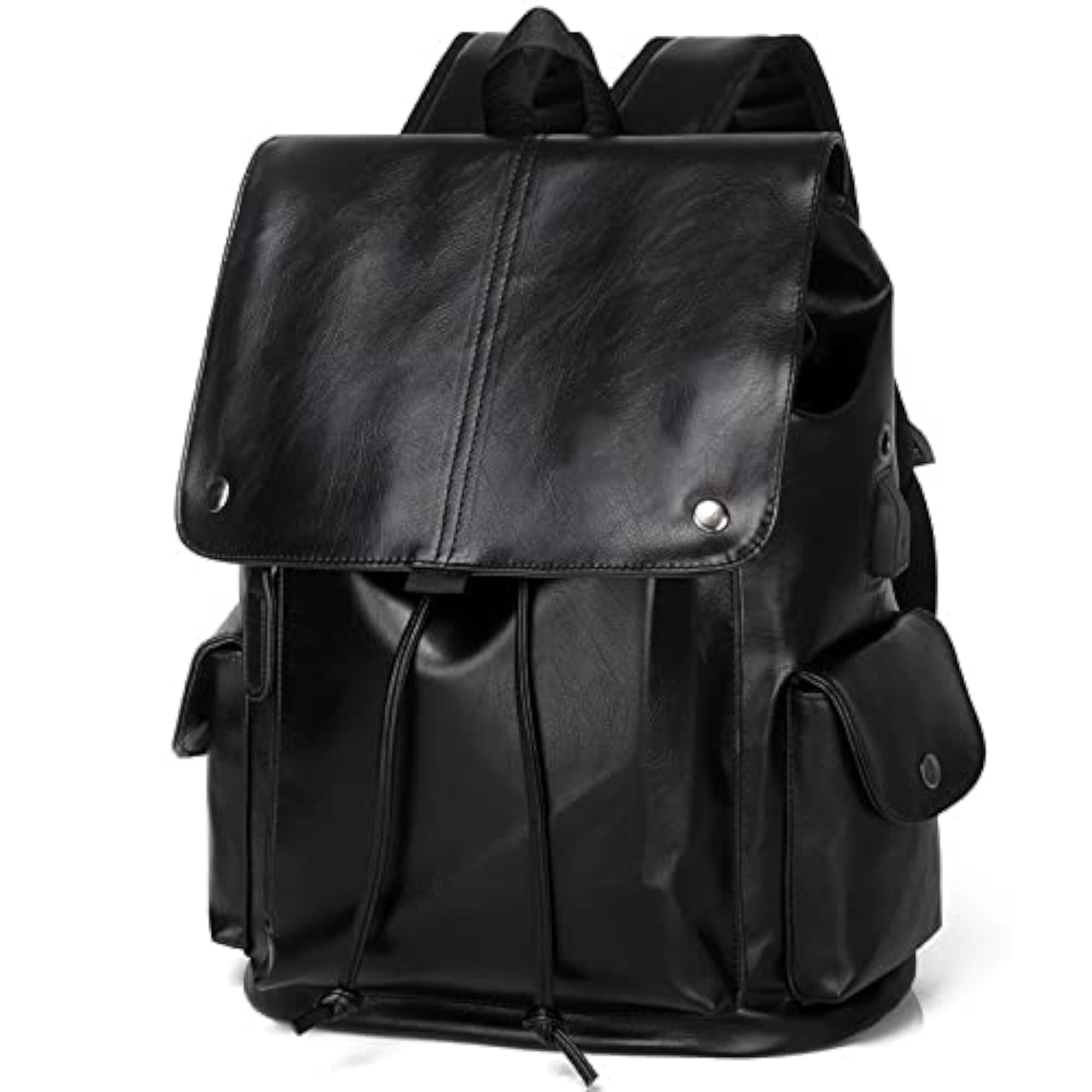 Men's Vintage Retro PU Leather Backpack, USB Charger