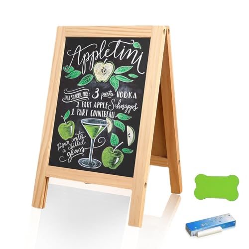 A Boards Pavement Signs, Outdoor Chalkboard 25 X 40 cm, Small Chalk Board, Double Sided Blackboard, Menu Board, Chalkboard Display Stand for Cafes Restaurants Bars