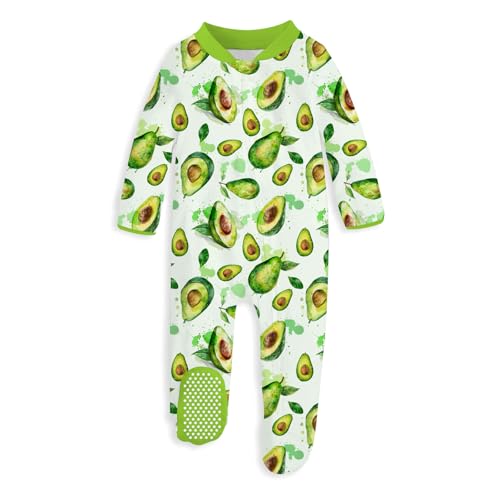 Image of uideazone Baby Girls Footed Pajamas Zip-Front One-Piece Sleeper Non-Slip Footie Cute Pattern Jumpsuit PJs 0-12 Month
