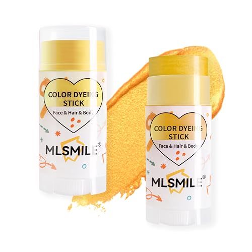 YBUETE Yellow Face Body Paint Stick, Cream Shimmer Face Body Painting Kit for Halloween Skeleton Skull Clown Cosplay Makeup, Full Coverage Foundation Painting for Prom Party SFX