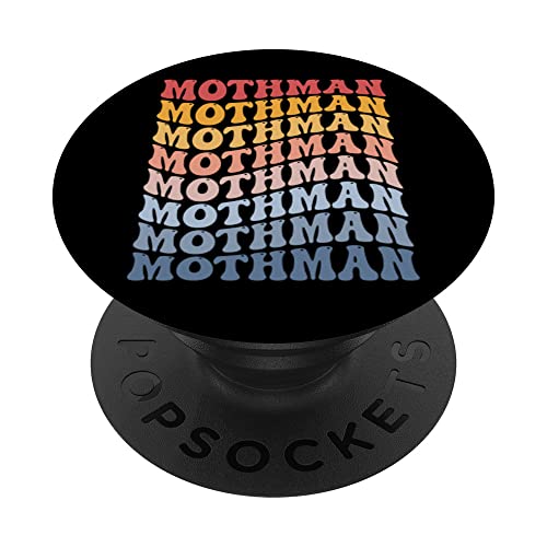 Mothman Cryptozoology Cryptid Groovy PopSockets Swappable PopGrip, Black