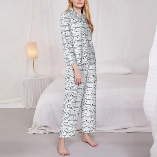 Pyjama teckel imprimé mignon : vêtement de nuit doux deux pièces