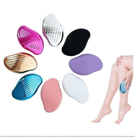Removedor de Pelo de Cristal – Depilador Indoloro y Reutilizable para Mujer y Hombre | Exfoliante Suave para Piel Sedosa | Ideal para Piernas, Brazos y Axilas (Plata)