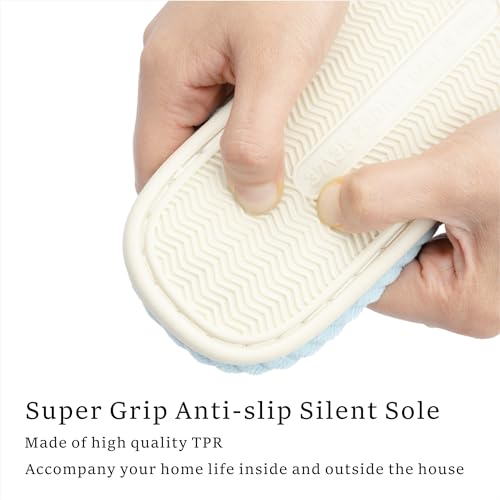 Image of Chantomoo Slippers for Women Memory Foam House Womens Slipper Slides Home Bedroom Bathroom Spa Open Toe Corduroy Bow Slippers Cozy Comfortable