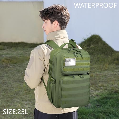 Image of Wotony Military Tactical Backpack for Men Waterproof Daypack 3 Day Assault Pack Molle Bag with Water Bottle Holder