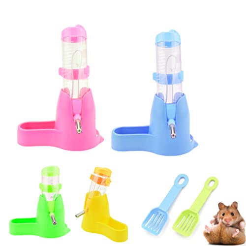 Binjor 4 Hamster-Trinkflasche Mit Der Napf Automatischen Fütterne Wasserspender Hängende Art Wasser Feeder Nagetiere Für Kleine Mittelgroße Hunde Und Katzen(2 Schaufelreinigungswerkzeug ) Cover