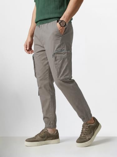 Image of The Indian Garage Co Men Mid-Rise Stretchable Relaxed Fit Cargo Joggers
