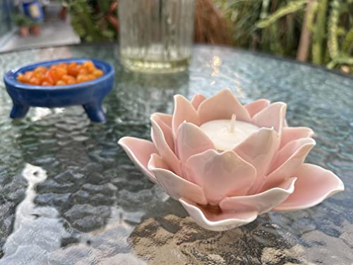 Pretty Home Ceramic Lotus Candle Holder Handmade Petals Style Flower Tea Lights Holder Home & Tabletop Centerpiece Decoration thumb #2