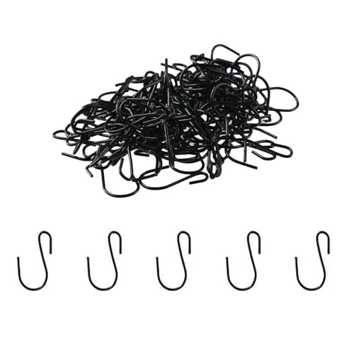 120個 ミニSフック Sじフック 重荷重用 金属製 S字ワイヤーフック 防錆 壁掛け 衣類 収納用 キッチン/浴室/トイレ/庭/屋外吊り下げ (ブラック)