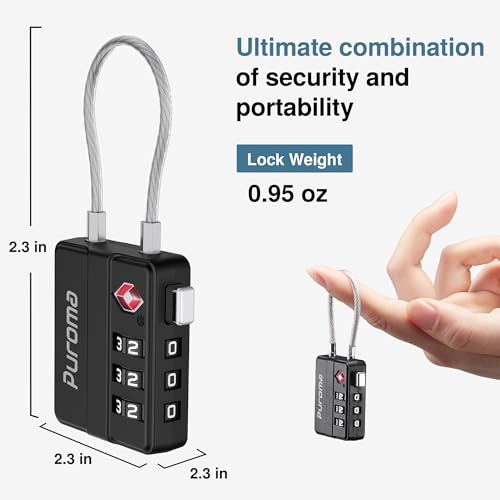 Image of Puroma 2 Pack TSA Locks for Luggage Lightweight 4 Digit Code Padlock Black