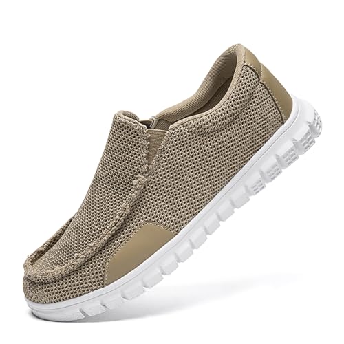 Mens Slip on Loafers Boat Shoes Non Slip Walking Shoes Running Fashion Sneakers for Men Comfort Lightweight Breathable Casual Office Shoes Brown 84
